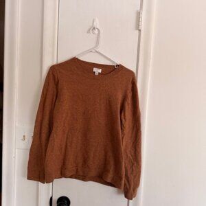 J. CREW BROWN TEDDIE COTTON WOOL BLEND CREWNECK SWEATER SIZE LARGE